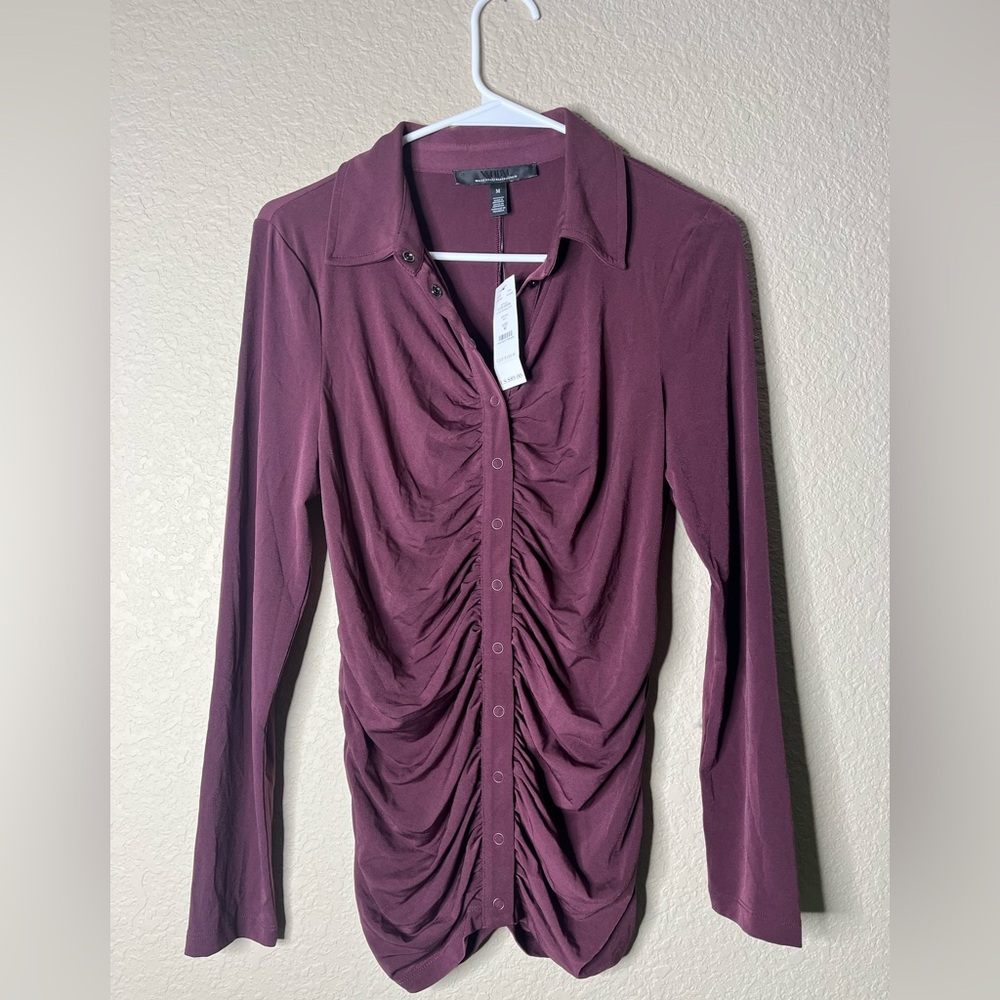 WHBM LS MJ RUCHED SHIRT